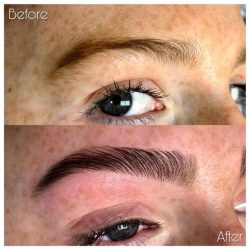 eyebrow brow lamination before and after picture at Nataya Beauty Manchester city centre